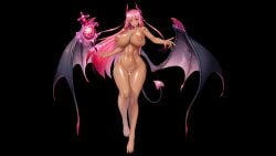 1girls aoi_nagisa_(artist) big_breasts breasts dark-skinned_female dark_skin female female_only hair_ornament horn horns huge_breasts large_breasts nude official_art phantasma_(taimanin_asagi) phantasma_(taimanin_rpgx) pink_hair solo succubus succubus_horns succubus_tail succubus_wings tail taimanin_(series) taimanin_rpgx wide_hips wings