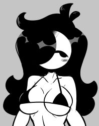 black_bra black_hair bra breast breasts female female humanoid jace_the_funny jacefunny long_hair monochrome oc white_skin