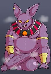 absurd_res alien anthro azureinthedark balls belly big_balls big_penis bodily_fluids boner champa domestic_cat dragon_ball dragon_ball_super erection felid feline felis genitals hi_res huge_balls huge_cock hyper hyper_balls hyper_genitalia hyper_penis male male_focus male_only mammal overweight overweight_anthro overweight_male penis purple_body solo sweat yellow_eyes