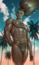 1boy bulge jockstrap league_of_legends male male_only oogui_art panties pecs solo solo_focus solo_male yasuo