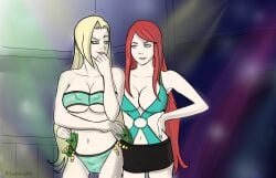 2girls adult big_breasts blonde_hair breasts cleavage dollar_bills female female/female female_only holding_object implied_yuri ino_yamanaka kunoichi lipstick long_hair looking_at_another looking_at_each_other looking_at_partner makeup microskirt money multiple_girls naruto naruto:_the_last naruto_(series) naruto_shippuden naughty naughty_face naughty_smile ninja older_female prostitution red_hair revealing_clothes shounen_jump skirt spiralnagato teenager tubetop underwear uzumaki_kushina very_long_hair younger_female