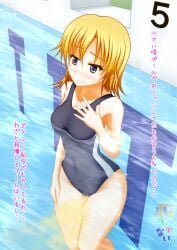 blonde_hair casual_wetting female happy_face intentional_pants_wetting omorashi one-piece_swimsuit peeing peeing_in_pool peeing_underwater pool pullpull15 swimming_pool swimsuit swimwear urine watersports