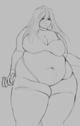 1girls bamboo_ale bbw belly big_belly big_breasts breasts chubby clothed clothing fat female female_only light-skinned_female light_skin monochrome nier nier:_automata overweight sketch solo solo_female standing thick_thighs white_background white_hair yorha_a2