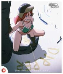 bottomless bra disney freckles gloves gravity_falls message no_panties peeing phinci piss pissing smooth_skin standing_in_pool standing_in_water urine urine_stream watersports wendy_corduroy