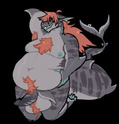 anthro balls belly candibat chompa_(character) cuntboy fish full-package_cuntboy genitals hairy herm hermaphrodite hi_res intersex male maleherm marine moobs multi_genitalia overweight penis pussy shark slightly_chubby solo