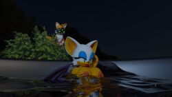 1boy1girl bat bathing big_breasts big_penis bushes exposed_torso footwear gloves handwear jacuzzi lake masturbation miles_prower night_vision_goggles older_female peeping penile_penetration rouge_the_bat sega shoes skinny_dipping sonic_(series) spying tails twintails3d unaware washing younger_male