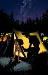 1boy 1girls all_fours au_(artist) bent_over boli-blog breasts breasts_out campground camping doggy_style doggy_style_position milkyway nature_background night nipples nude_female shadows silhouette silhouette_sex straight_sex tagme taken_from_behind tent tent_sex