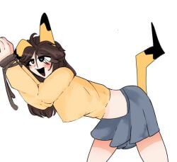 blue_eyes brown_hair cosplay_pikachu pikachu pokémon_(species) pokemon soaring yellow_eyes youtube youtube_hispanic