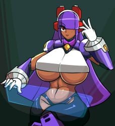 1girls armor breasts dark-skinned_female female layer long_hair mega_man mega_man_x purple_hair red_eyes robot solo tagme touijou777 underboob