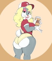 1girls anthro becky_(bugs_bunny) becky_(the_looney_tunes_show) bugs_bunny clothing coffee_hut_(the_looney_tunes_show) crossdressing fembugs_bunny furry looney_tunes male rabbit tagme the_looney_tunes_show thick_ass warner_brothers yellow_shorts