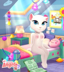 1girls angela bed blue_eyes cat_ears cat_tail edit eyelashes feline female fur my_talking_angela my_talking_angela_2 naked nude outfit7 sitting sitting_on_bed tail talking_angela talking_friends talking_tom_and_friends_(series) wesleygamers24 white_body white_fur