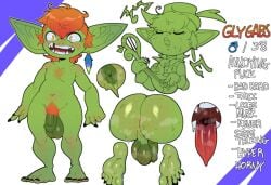 1boy big_ass big_butt big_ears big_penis character_sheet ear_piercing feet hair orange_hair seniorseasalt tagme