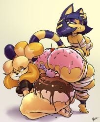 animal_crossing ankha ankha_(animal_crossing) ass ass_to_ass big_ass big_breasts big_butt big_cake bottom_heavy breasts bubble_ass bubble_butt cake cake_top candle canine catgirl cherry chocolate chocolate_and_vanilla chocolate_on_ass fat_ass fat_butt female female_only food_fetish frosting frosting_on_ass frosting_on_butt huge_ass huge_butt isabelle_(animal_crossing) large_ass large_butt looking_back mario_(series) mummy_costume mummy_wrappings nintendo noctoc purple_yoshi purple_yoshi_draws sprinkles sprinkles_on_ass strawberry thick_ass thick_thighs wide_hips yoshi