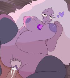 2022 amethyst_(steven_universe) big_breasts breast_jiggle cartoon_network cum drawinecchi gem_(species) heart male_pov penetration point_of_view pov pubic_hair purple_body purple_hair purple_skin pussy self_upload sex simple_shading steven_universe stockings