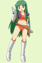 arm_up green_hair happy red_panties reika_kirishima saibaeito tagme taito time_gal