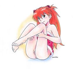 1girls anus ass asuka_langley_sohryu blush bottomless clothing eronimbus exposed_pussy neon_genesis_evangelion pussy sitting solo