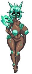 big_breasts bullet bullet_chain color colored female mask nude pixel_art shoulder_armor shuaner tagme terraria terraria_(lewdrraria) vortex_pillar