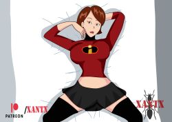 breasts curvy disney elastigirl helen_parr hips in_bed milf mother pixar skirt smooth_skin the_incredibles thighhighs xantx