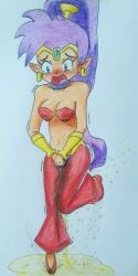 1girls blush clothing drenched embarrassed female female_only omorashi papergami peeing peeing_self pudding shantae shantae_(character) shocked smooth_skin solo watersports wetting wetting_self