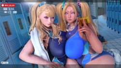 2girls 3d big_breasts blonde_female blonde_hair breasts busty curvaceous curvy curvy_body curvy_female curvy_figure female female_focus galko galko's_sister gyaru huge_breasts large_breasts oshiete!_galko-chan sisters venus_body voluptuous yaotama