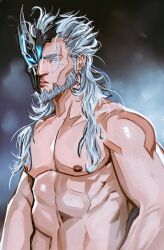 1male facial_hair genshin_impact jessebrart long_hair male male_focus male_only pierro_(genshin_impact)