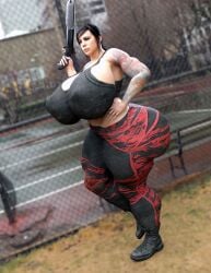 1girls 3d arm_tattoo call_of_duty gun huge_ass huge_breasts mara_(cod) shotgun tattoo thick_thighs tight_clothing tight_pants vorhauzen1 weapon