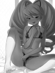 bikini luna_platz mega_man mega_man_star_force pulling_panties pussy revealing_pussy small_breasts staring_at_viewer