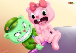 anthro breasts flippy_(htf) fur34 giggles_(htf) happy_tree_friends rape sex_toy_in_pussy