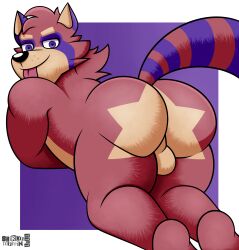 absurd_res anthro ass big_butt brako chubby_male hi_res male male/male mammal procyonid raccoon shirou_muffin slightly_chubby solo star