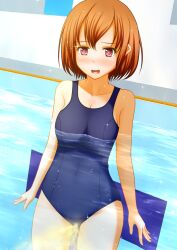 blush large_breasts nervous omorashi one-piece_swimsuit peeing peeing_in_pool peeing_in_swimsuit peeing_in_water peeing_self peeing_underwater pullpull15 swimming_pool swimsuit swimwear urination water watersports wetting