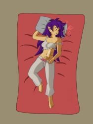 1futa cum cumming cumming_on_self dimwitrolo futa_only futanari in_bed omorashi pajamas penis_out see-through_clothing see-through_panties shantae shantae_(character) smooth_skin solo