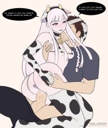 1boy 1girls alternate_version_available anal anal_insertion ass bikini bikini_bottom bikini_top breasts cow_bikini cow_ears cow_girl cow_horns cow_print cowbell danganronpa danganronpa:_trigger_happy_havoc danganronpa_1 faceless_male female kirigiri_kyouko male nipple_bulge original_character penis redvenus sex sex_toy skimpy_bikini smooth_skin thick_ass thighhighs vaginal_penetration