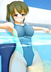 blush happy large_breasts one-piece_swimsuit peeing peeing_in_pool peeing_in_swimsuit peeing_in_water peeing_self peeing_swimsuit peeing_underwater pool pullpull15 smile smiling swimming_pool swimsuit swimwear urinating_female water watersports wetting wetting_self