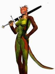 1girls 3d argonian breasts female female_only garry's_mod nude oblivion pussy reptile savira scalie solo sword the_elder_scrolls turtle-head video_games weapon