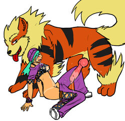 animal arcanine breasts canine canine_penis cum cum_on_clothes female feral human illuminatii interspecies knot male open_mouth penis pokemon pokemon_(species) pokephilia straight trainer zoophilia