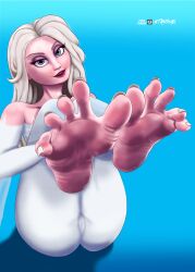 1female 1girls 2d clothed disney disney_princess elsa_(frozen) female female female_focus female_only foot_fetish foot_focus frozen_(film) frozen_2 full_color long_toenails soles stampnyx tagme toe_spread toes white_hair white_toenails