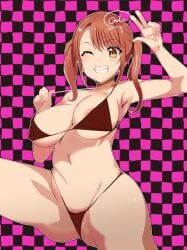 armpits ass big_ass big_breasts big_hips bikini blush breasts d4dj oda seto_rika swimsuit thick_thighs untextured watermark