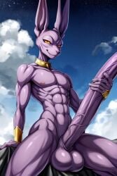 ai_generated beerus big_balls big_penis cocky69 dragon_ball_super excessive_size hyper_penis long_penis muscles veins_on_dick veiny_penis