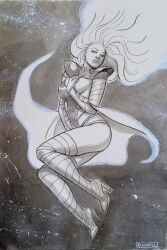 big_breasts breasts elena_ominetti emma_frost female marvel marvel_comics nipples solo traditional_media_(artwork) x-men