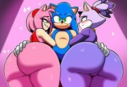 1boy 2girls 2girls1boy abs amy_rose ass ass_focus ass_grab big_ass blaze_the_cat blonde_hair dat_ass furry huge_ass large_breasts mullon muscular_male novelai sega sonic_(series) sonic_the_hedgehog sonic_the_hedgehog_(series) that_ass_was_fat