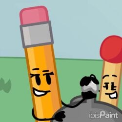 1male 2girls animated anon anonymous_male battle_for_dream_island bfb bfdi handjob match_(bfdi) object_show object_shows pencil_(bfdi) rubbing_penis small_penis