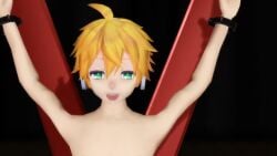 blonde_hair cum cum_on_body cum_on_breasts cum_on_face cumshot dancing fellatio handjob kagamine_len kissing multiple_girls music restrained sin_sack tagme teasing undressing video