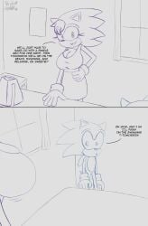 bedroom bernadette_hedgehog big_breasts breasts dialogue mother mother_and_son sega son sonic_(series) sonic_the_hedgehog sonic_the_hedgehog_(archie) sonic_the_hedgehog_(comics) staring staring_at_breasts tagme text thegreatgreninja thick