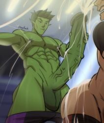 abs animal_genitalia_on_humanoid balls bara beast_boy_(young_justice) biceps big_balls big_penis dc erection garfield_logan horsecock horsecock_on_humanoid male male_nipples male_only manly muscular_male nipples nude pecs penis reign_of_the_supermen summumee superboy superboy_(dcamu) superman_(series) young_justice:_outsiders young_justice:_phantoms