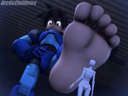 5_toes arcticchilifries armor black_hair capcom clothed clothed_male deviantart eyes feet giant male mega_man mega_man_legends mega_man_volnutt nose stomp toes watermark