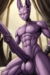 ai_generated beerus big_balls big_penis cocky69 dragon_ball_super excessive_size holding_penis hyper_penis long_penis muscular