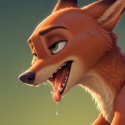 ai_generated fox frosting.ai green_eyes male nick_wilde panting solo suggestive tongue trueliamay zootopia