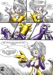 anthro blush breasts canine costume digimon female fox fur furry latex pussy red_eyes renamon s0lar1x solo