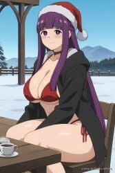 ai_generated bikini candid christmas ecchi female fern fern_(sousou_no_frieren) frieren girl hot lingerie pinku pinku.ai pinkuai sexy snow wallpaper winter