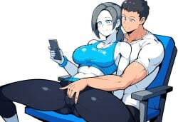 ai_generated assisted_masturbation cameltoe fingering_through_clothes masturbating masturbation wii_fit wii_fit_trainer